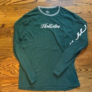 Hollister Men's Forest Green Long Sleeve Shirt